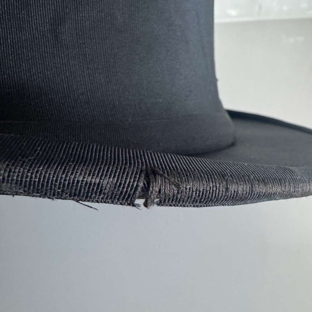 A.J. White Ltd Top Hat Mens 7 1/4 Black Silk Grosgrain Collapsible Opera London - Picture 9 of 13